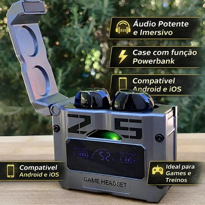 Fone Gamer Bluetooth a Prova D´agua e Powerbank